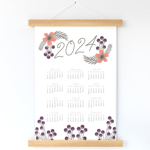 2024 berries calendar wall hanging