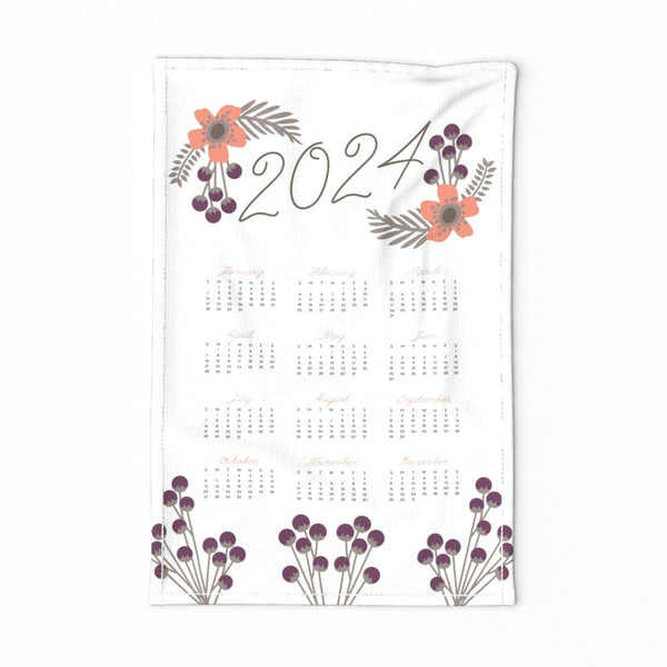 2024 berries tea towel calendar