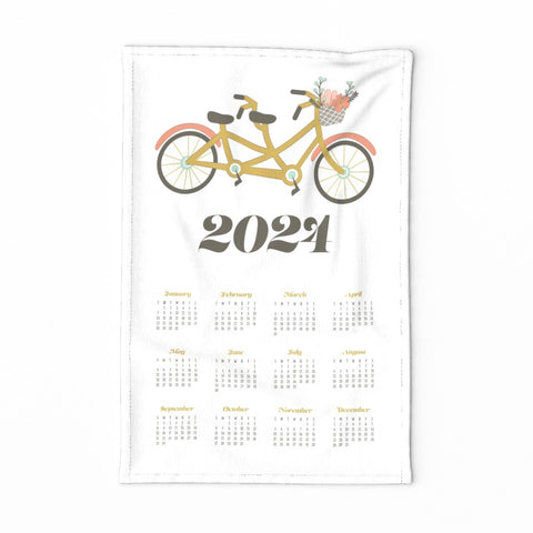 2024 tandem bike tea towel calendar