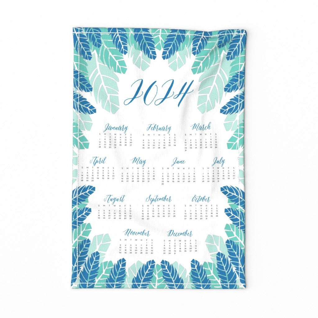 2024 feathers tea towel calendar