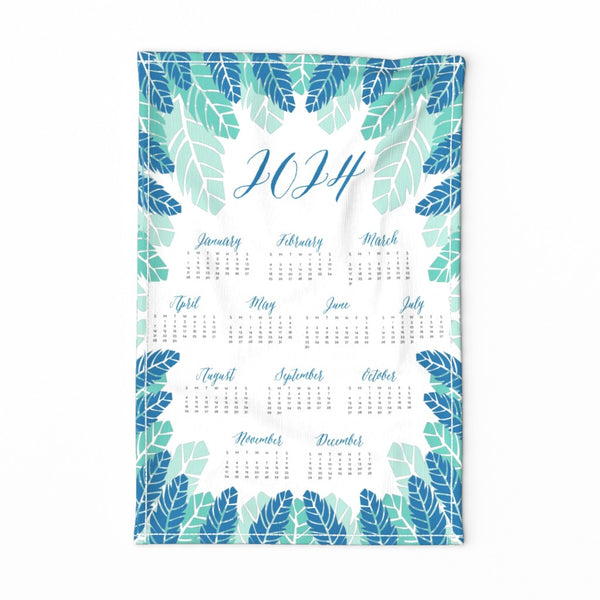 2024 feathers calendar wall hanging