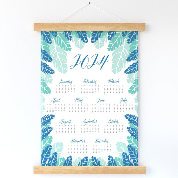 2024 feathers calendar wall hanging