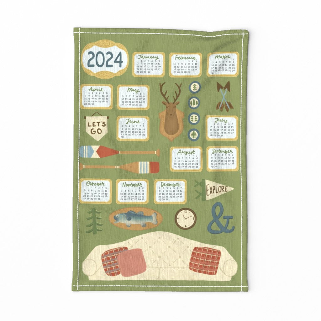 2024 cabincore tea towel calendar