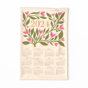 2024 floral tea towel calendar