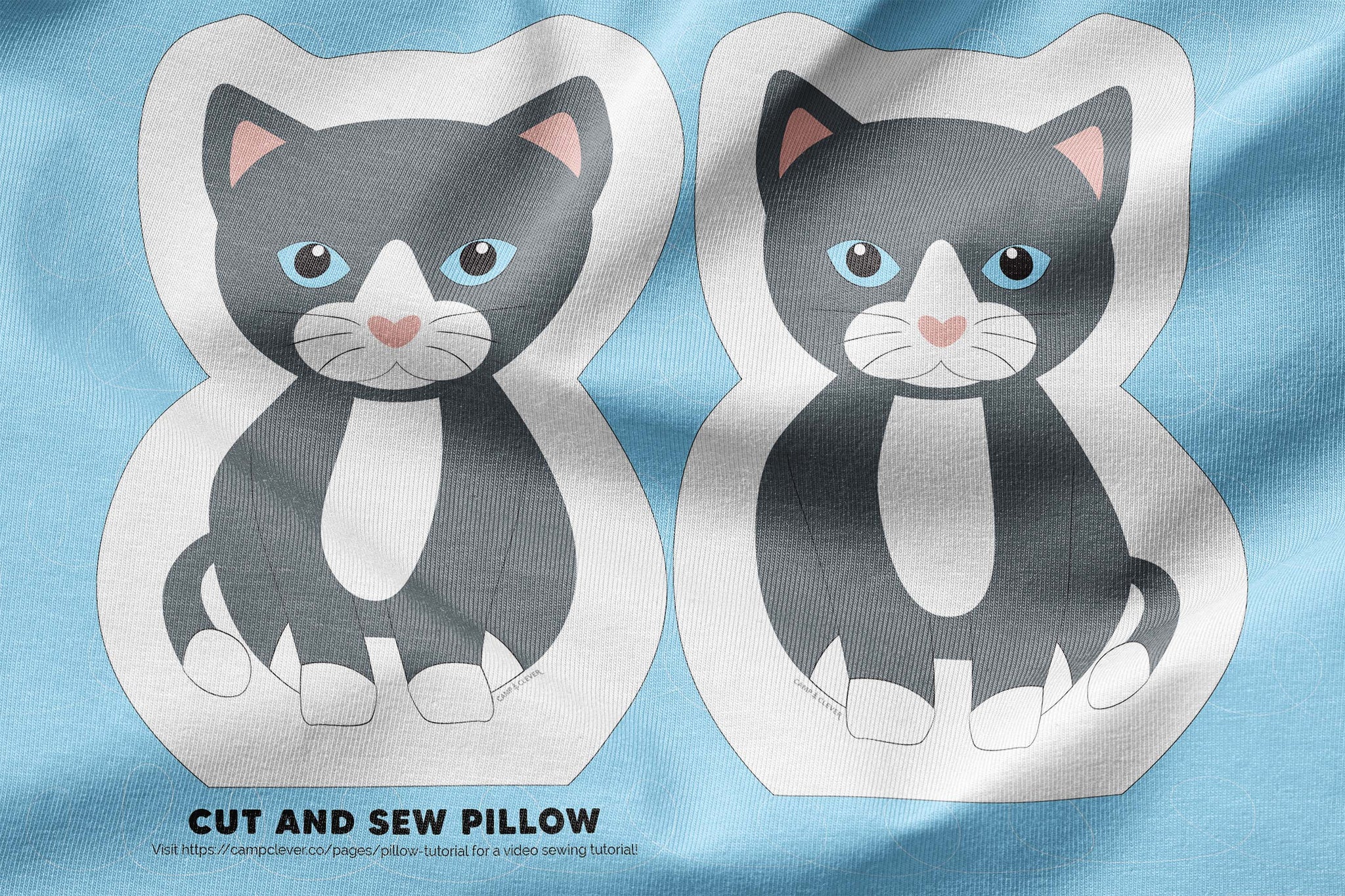 kitten cut and sew pillow