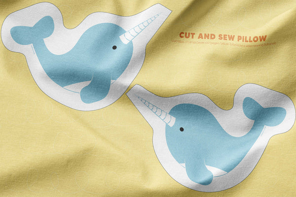 diy narwhal cut and sew pillow