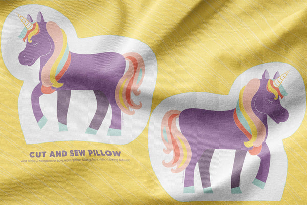 purple unicorn cut and sew pillow