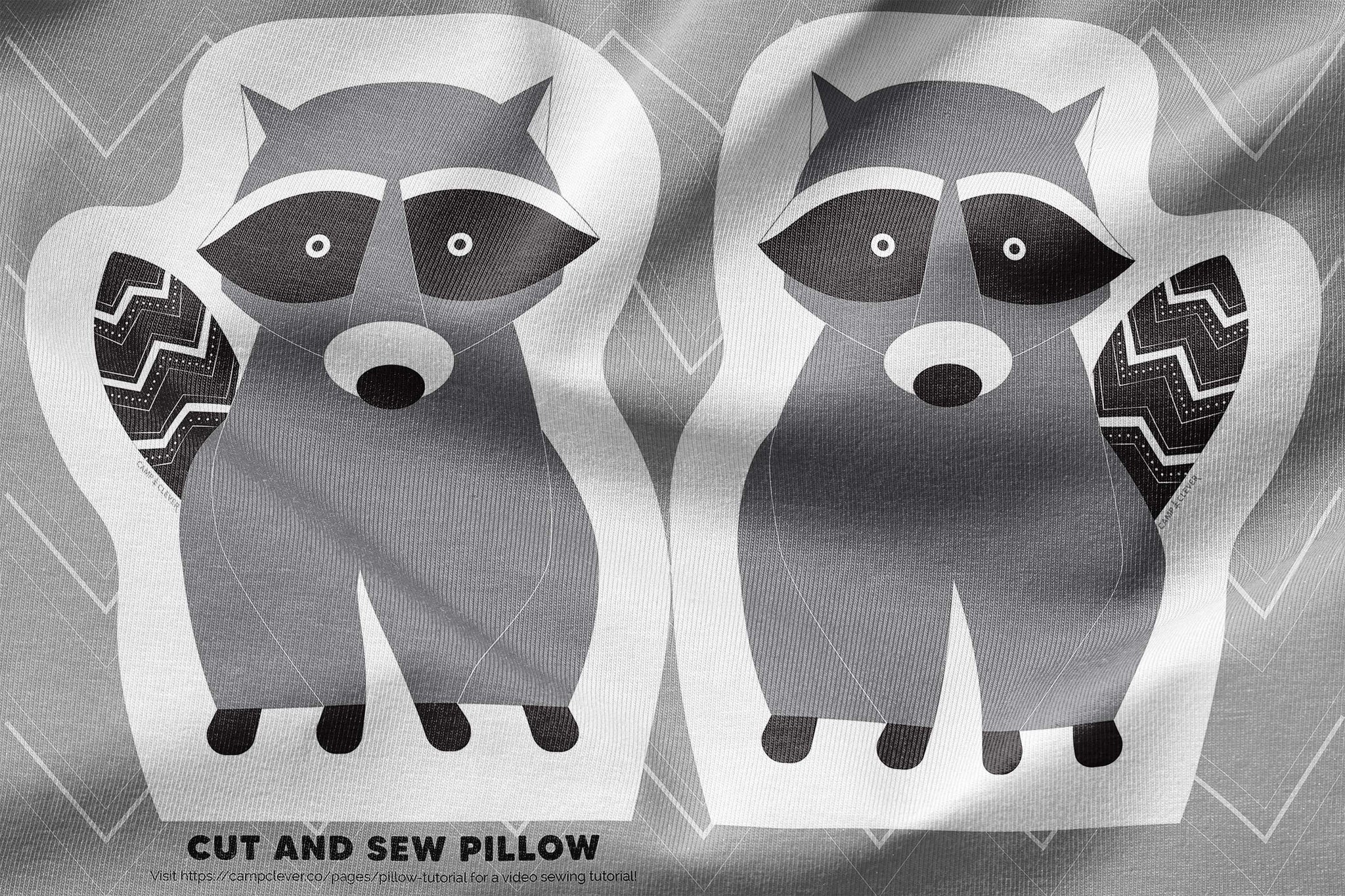 diy raccoon cut and sew pillow
